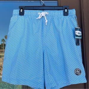 Original Penguin Light Blue Patterned Swim Trunks